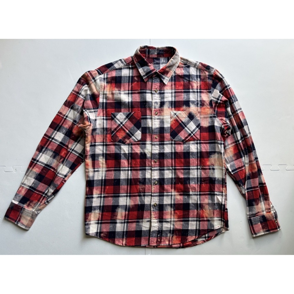 ANTI SOCIAL SOCIAL CLUB Flannel Shirt Men's Distressed Chromey Bleached - Size M